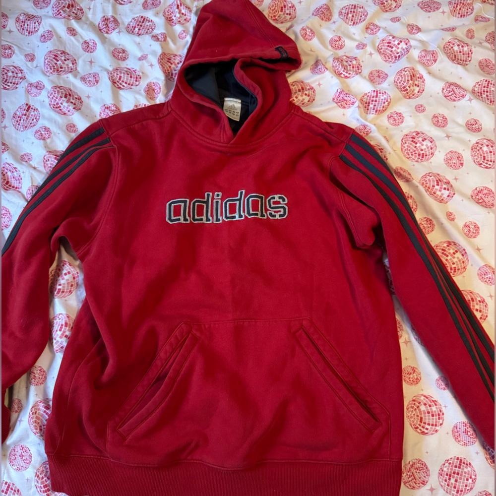 Adidas Red and Black Hoodie